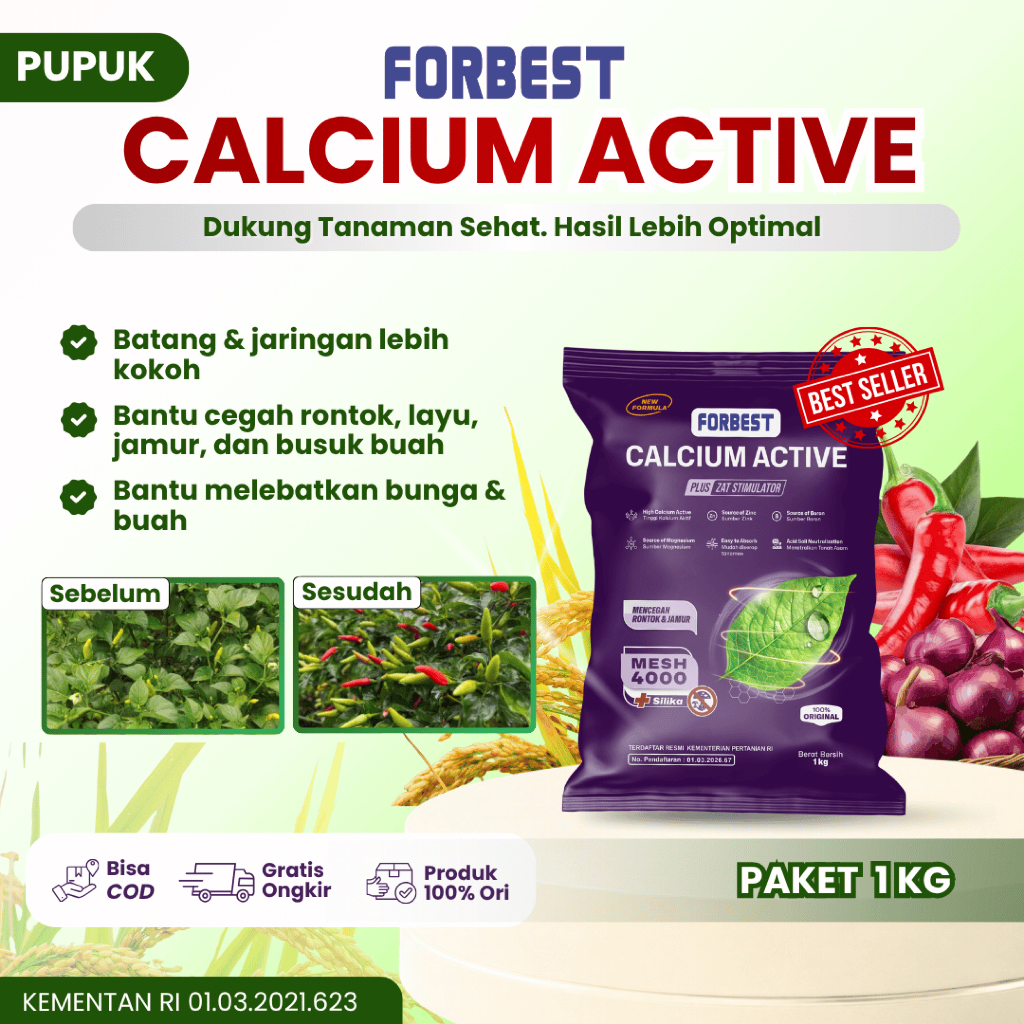 1 Kg New Forbest Calcium Active - Pupuk Boron & Kalsium - Pelebat Buah dan Anti Rontok - Boron untuk