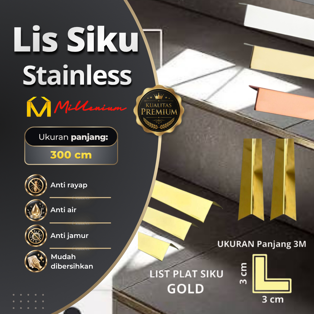 List Siku Stainless Rose Gold L Ukuran 3 meter