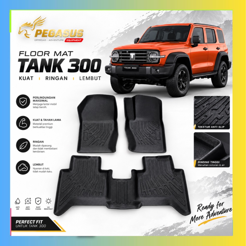 Karpet Lantai Floor Mat Tank 300 Anti Slip Dinding Tinggi untuk Tank 300 PNP