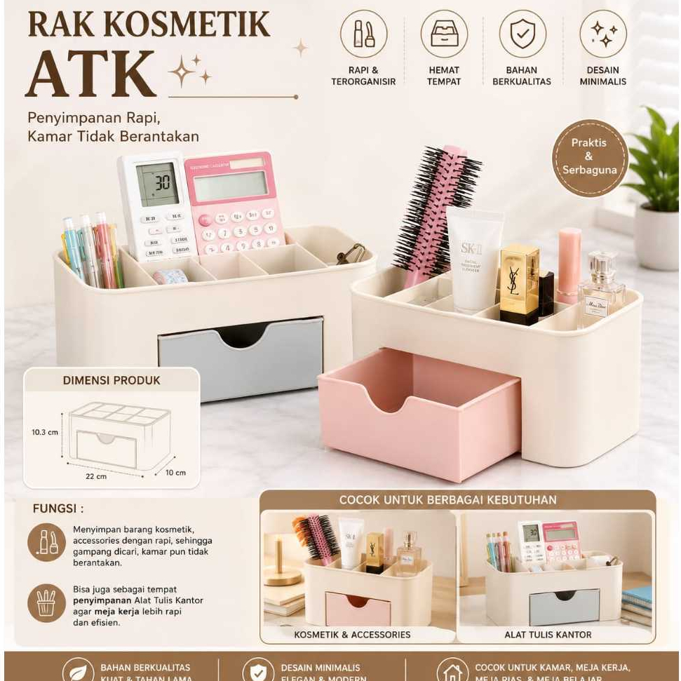 (CNC) Rak Meja Kosmetik ATK / Rak aksesoris serbaguna / Rak penyimpanan aksesoris mini
