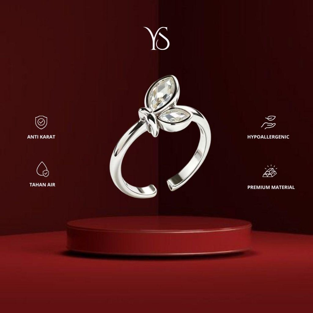 YS - Butterfly Semicolon Ring | Cincin Butterfly Semicolon | Cincin Mental Health Premium | Titanium