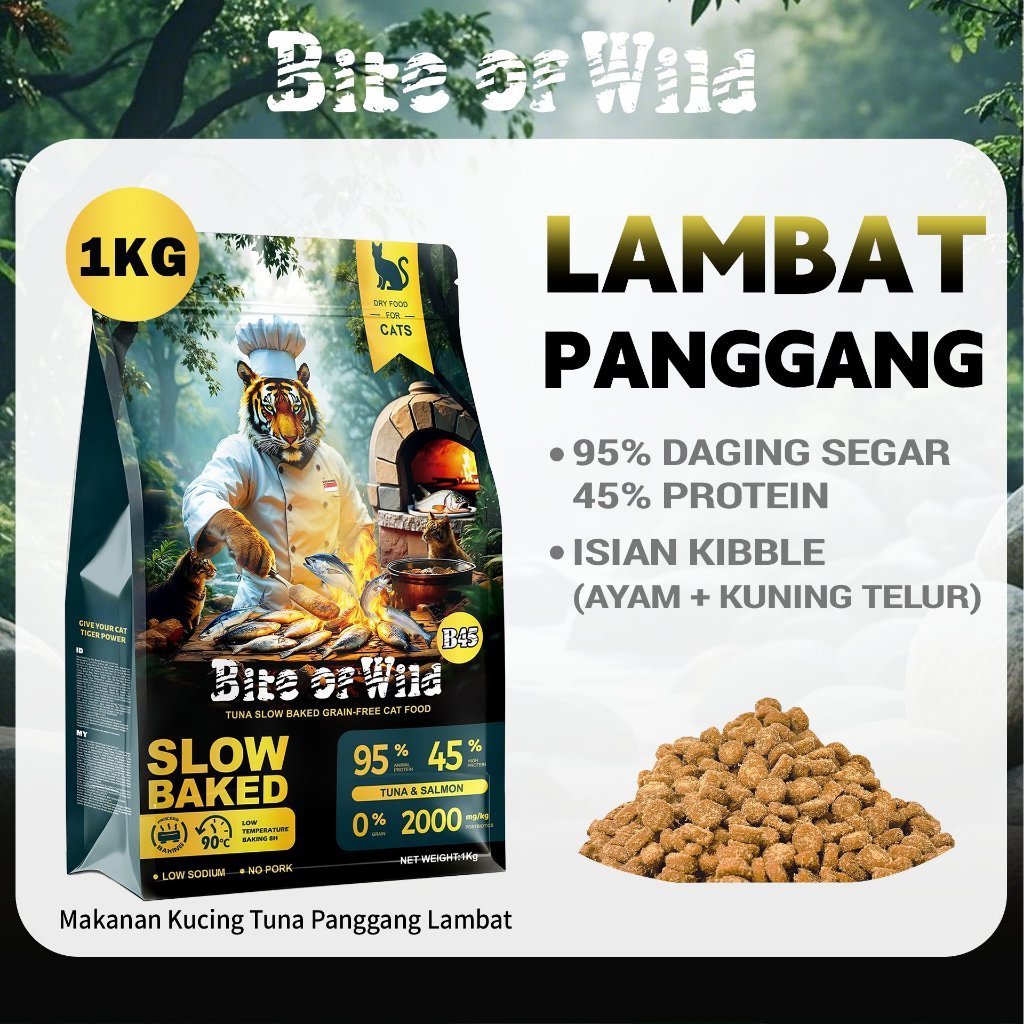 Bite of Wild - Makanan Kucing Kering Tuna Slow Baked Bebas Biji-Bijian 1/3/5kg B45