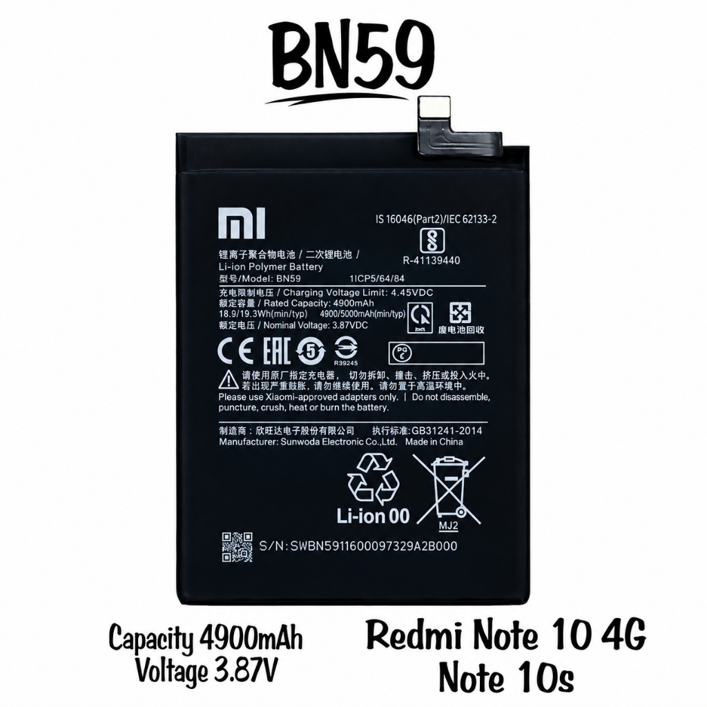 Baterai Bn59 Redmi Note 10 Battery Redmi Note 10S
