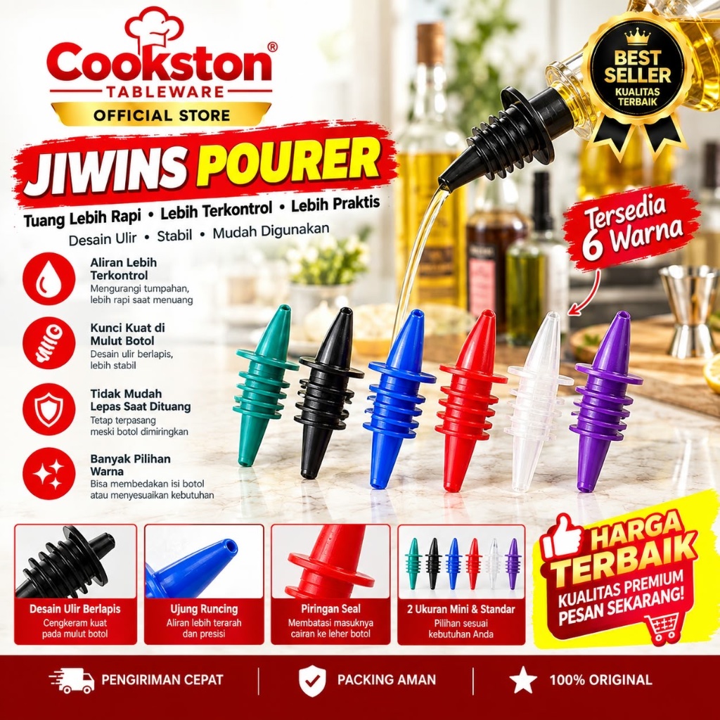 COOKSTON Jiwins Pourer Karet Botol Minuman Botol 6pcs - Wine Bottle Spout Stopper