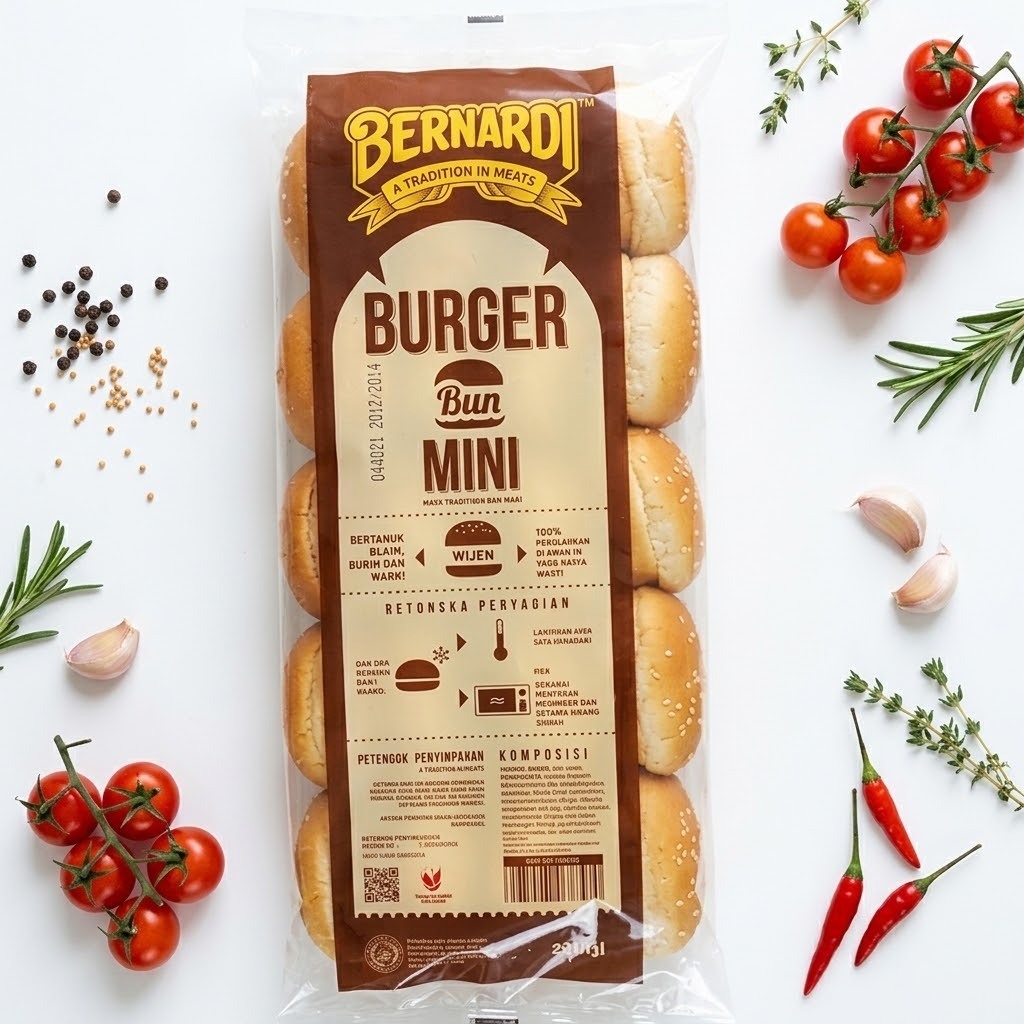 Bernardi Roti Burger Mini Polos Isi 20 - Bun Mini untuk Burger, Sandwich dan Snack Box