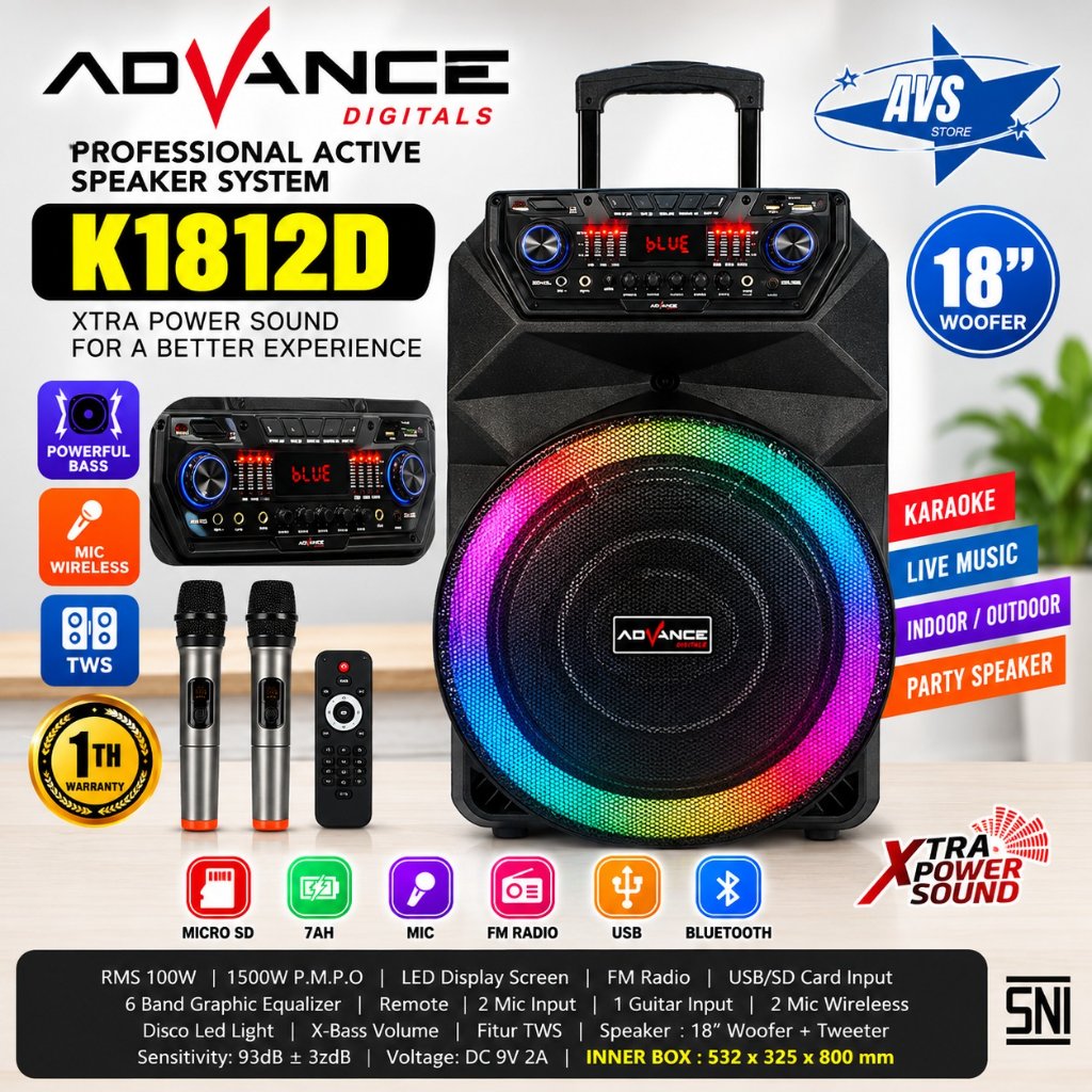 ADVANCE PORTABLE SPEAKER TROLEY 18INCH K-1812 D