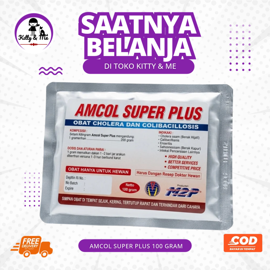 AMCOL SUPER PLUS 100 GRAM M2P - Mencegah Pilek Ngorok Snot Colibacillosis Unggas Pulorum Korisa