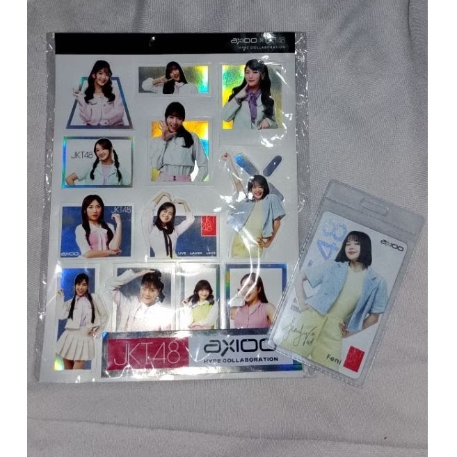 FULLSET Sticker Sheet Axioo x JKT48 12 Stiker Member + Photocard Feni Official - Ori Hologram