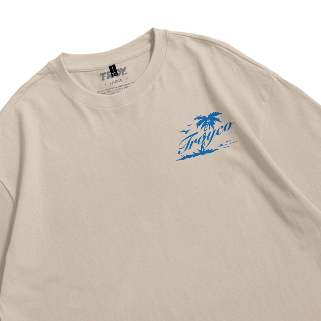 Troy Company Oversized T-Shirt Beige Sumtime - Kaos Oversize Pria Beige OVD 3720
