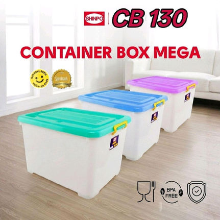 Container Box Mega CB 130 Liter Shinpo Dengan Roda / Box Container / Box Kontainer Plastik