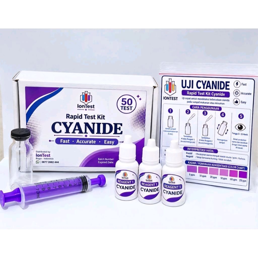 Test Kit Sianida / Rapid Test kit uji Cyanide / Tes Uji Sianida