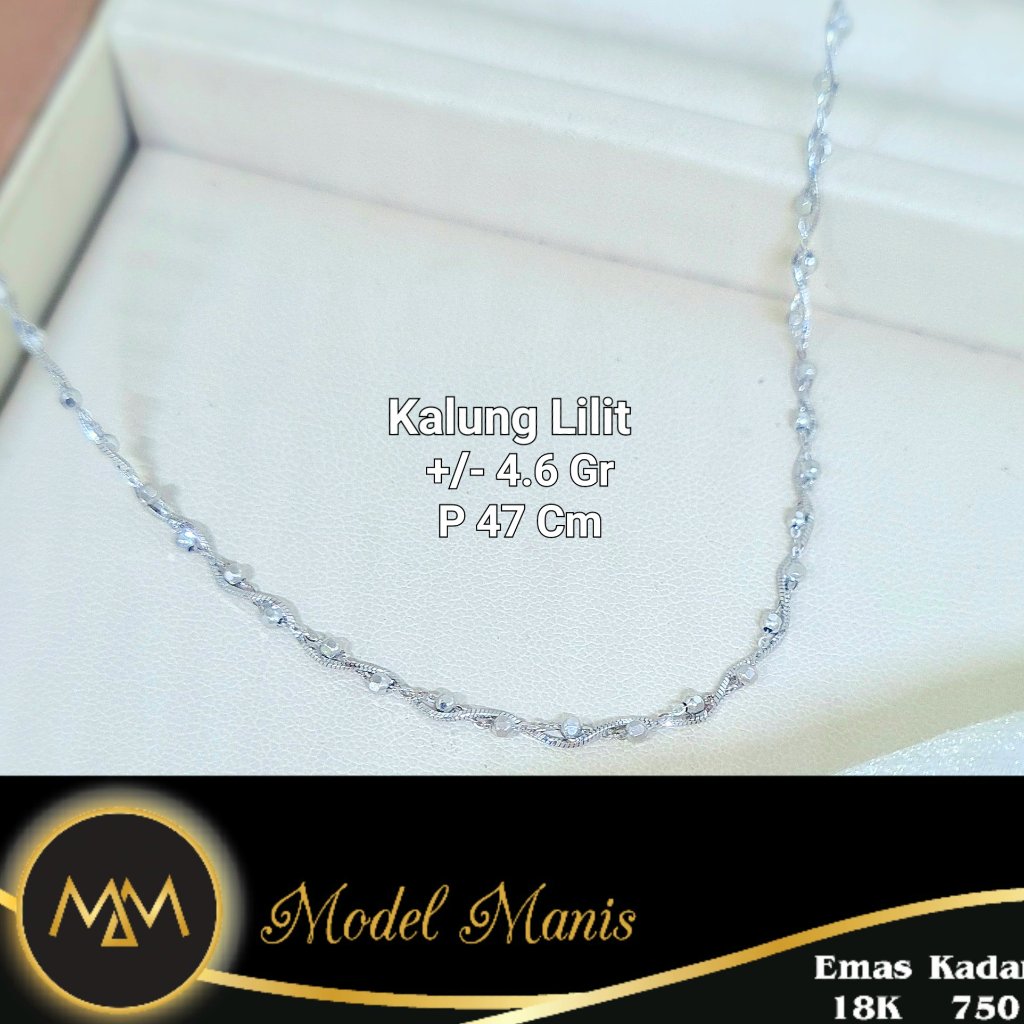 Model Manis Gold - Kalung Jedar Lilit Putih - Emas 17k  750