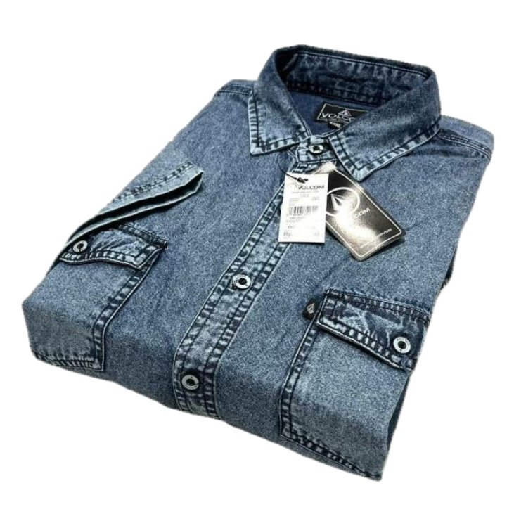 kemeja jeans denim pria lengan pendek -kemeja soft jeans lengan pendek pria - kemeja jeans distro pe