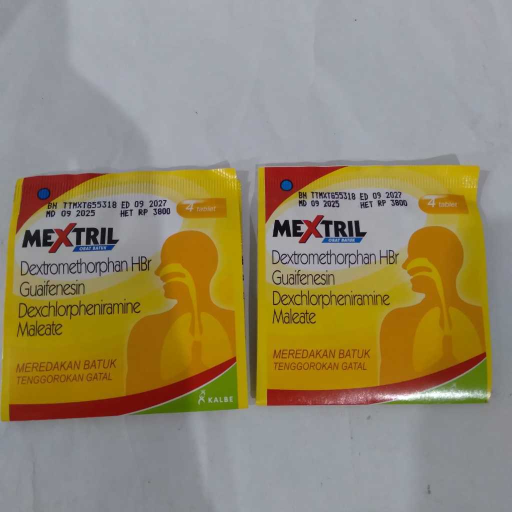 MEXTRIL PER STRIP @ 4 TABLET - OBAT TABLET ISI 4, EFEKTIF MEREDAKAN BATUK DAN TENGGOROKAN GATAL