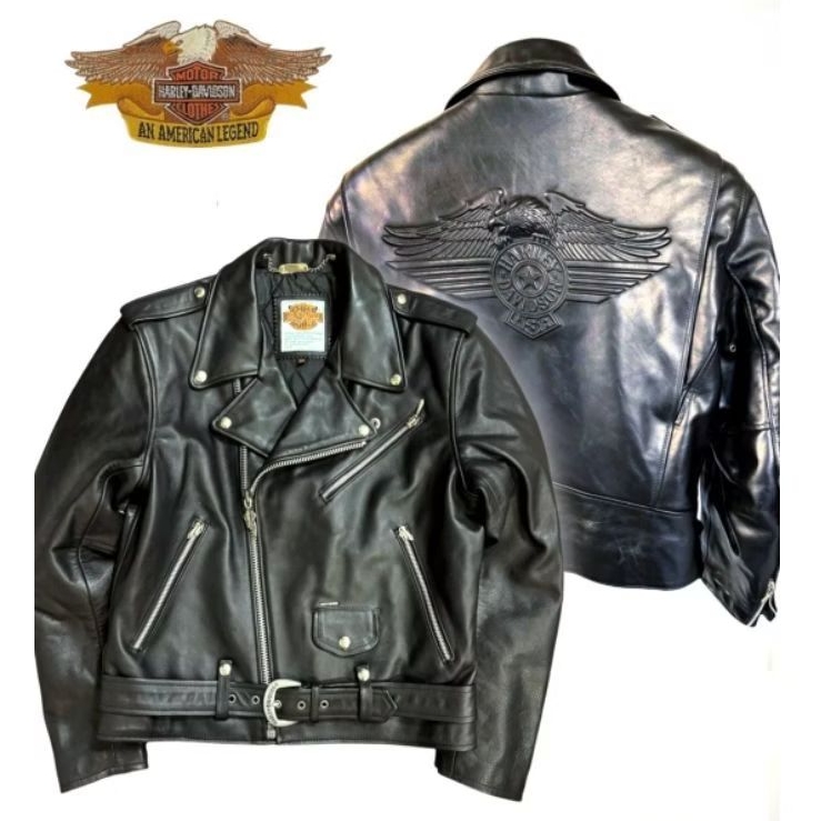 Harley Davidson Horsehide Double Rider Leather Biker Jacket X Jaket Kulit Schott Perfecto Ramones Va