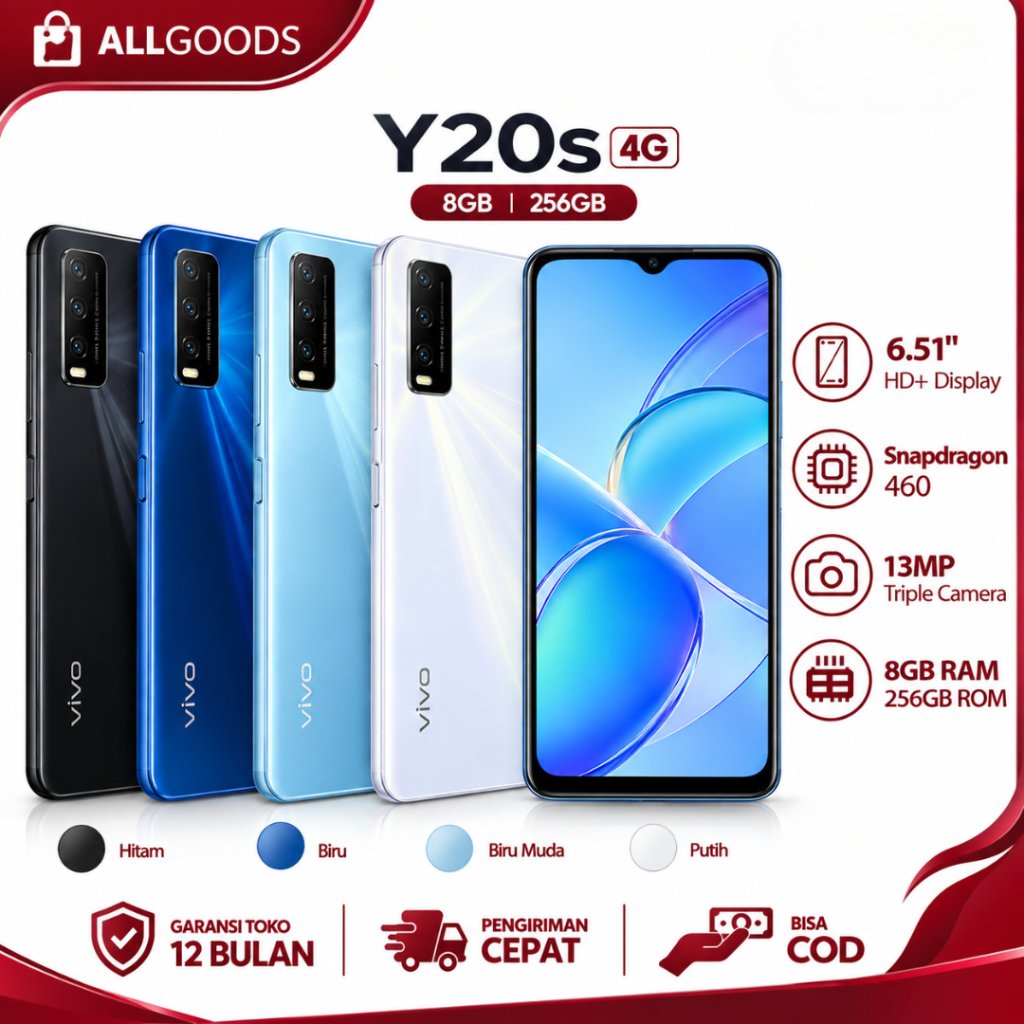 HP SMARTPHONE VIVO Y20S RAM 8/256GB HP ANDROID  MURAH FULLSET BERGARANSI