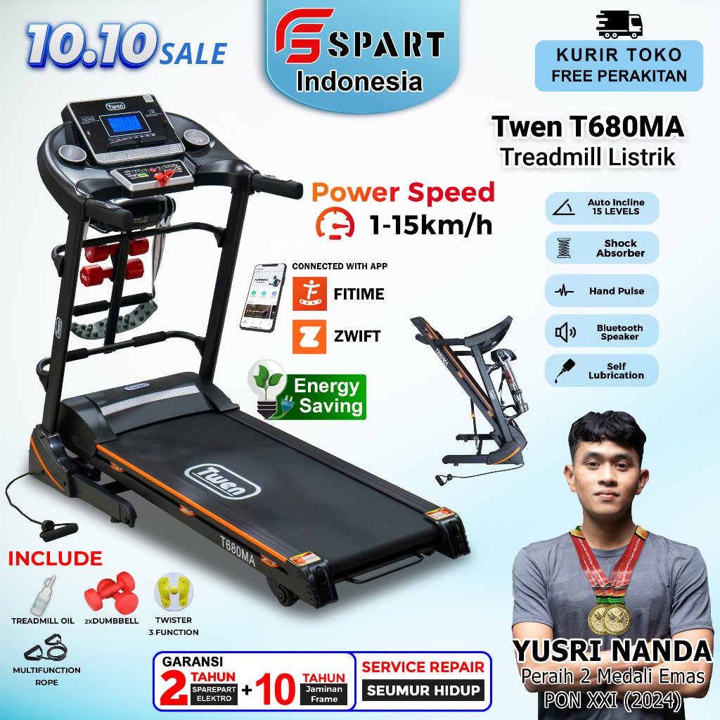 TWEN T680MA Treadmill Elektrik Treadmill Listrik Treadmill Multifungsi Treadmill Murah Treadmil