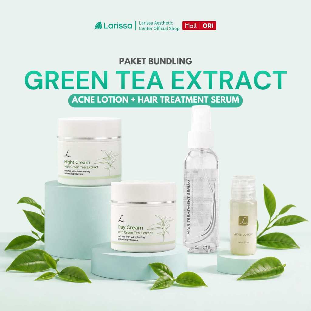 Larissa Paket Hemat Cream Green Tea Extract + Acne Lotion + Hair Treatment Serum