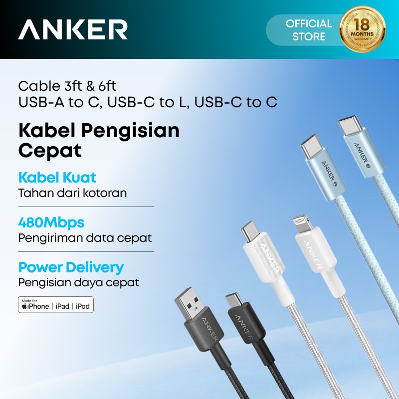 Anker Kabel for Samsung Oppo MFi iPhone X 11 12 13 14 15 16 PD Type C to USB A Type C and Lightning 