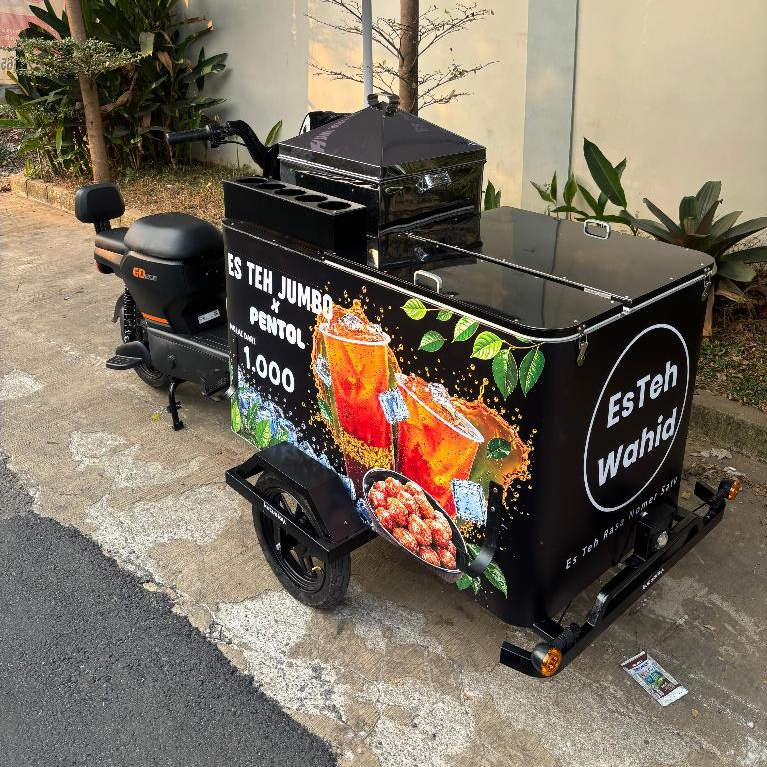 Gerobak Makanan dan Minuman Es Teh Pentol Kukusan Rebusan Insulasi Bisa Custom