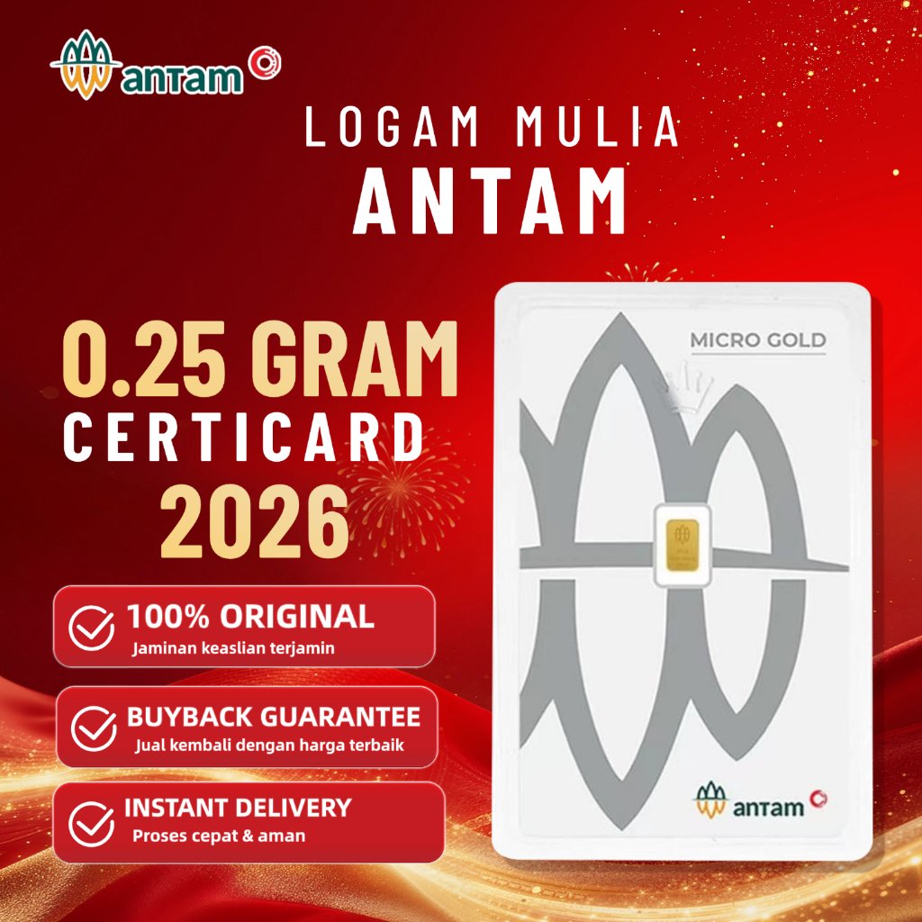 Antam Logam Mulia Emas Batang 0,25 Gram Murni 24K Sertifikat CertiCard 2026