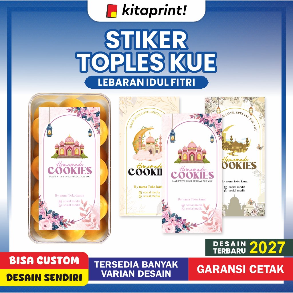 Stiker Toples Kue Lebaran  Stiker Segel Box Stiker Toples Kue Kering Idul Fitri