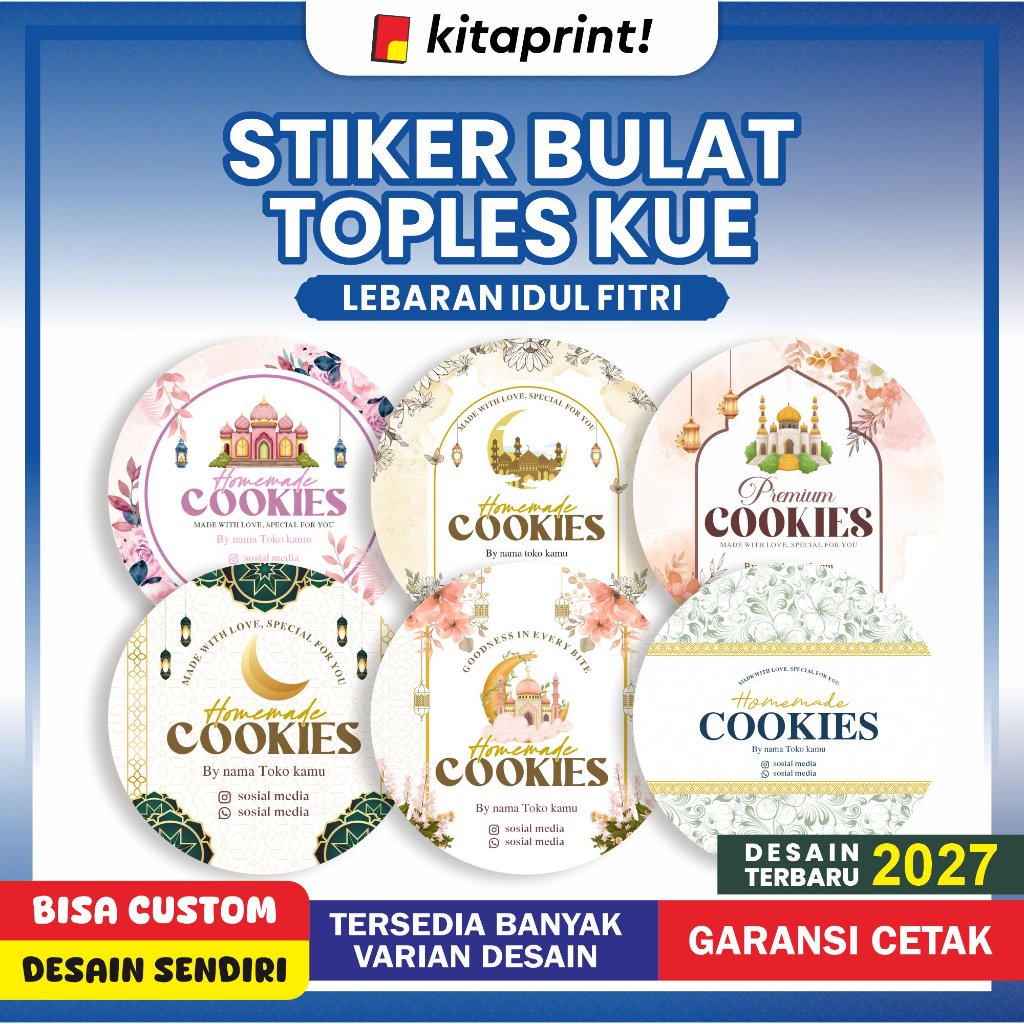 Stiker Toples Kue Lebaran / Stiker Label Kue Kering Spesial Lebaran / Stiker Hampers Lebaran Custom