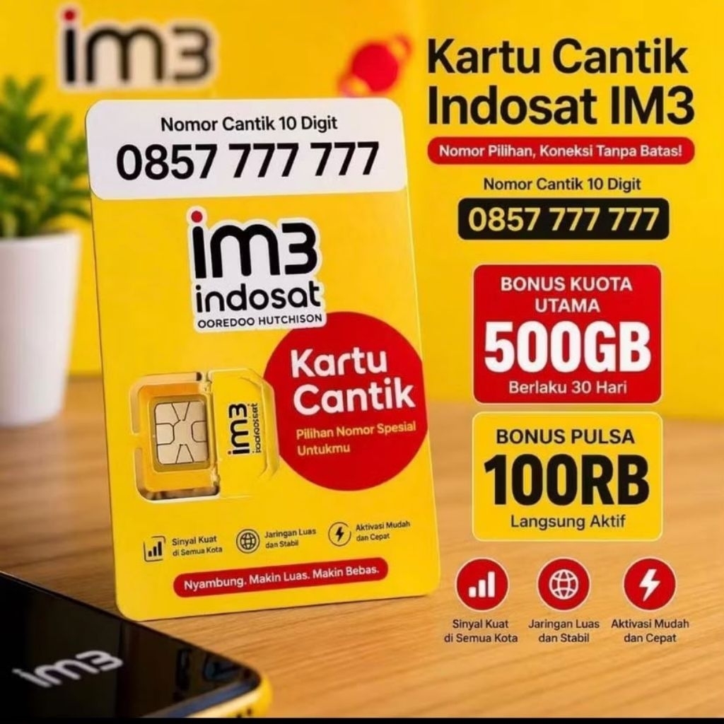 kartu cantik Indosat 10 digit bonus kuota masa aktif selamanya