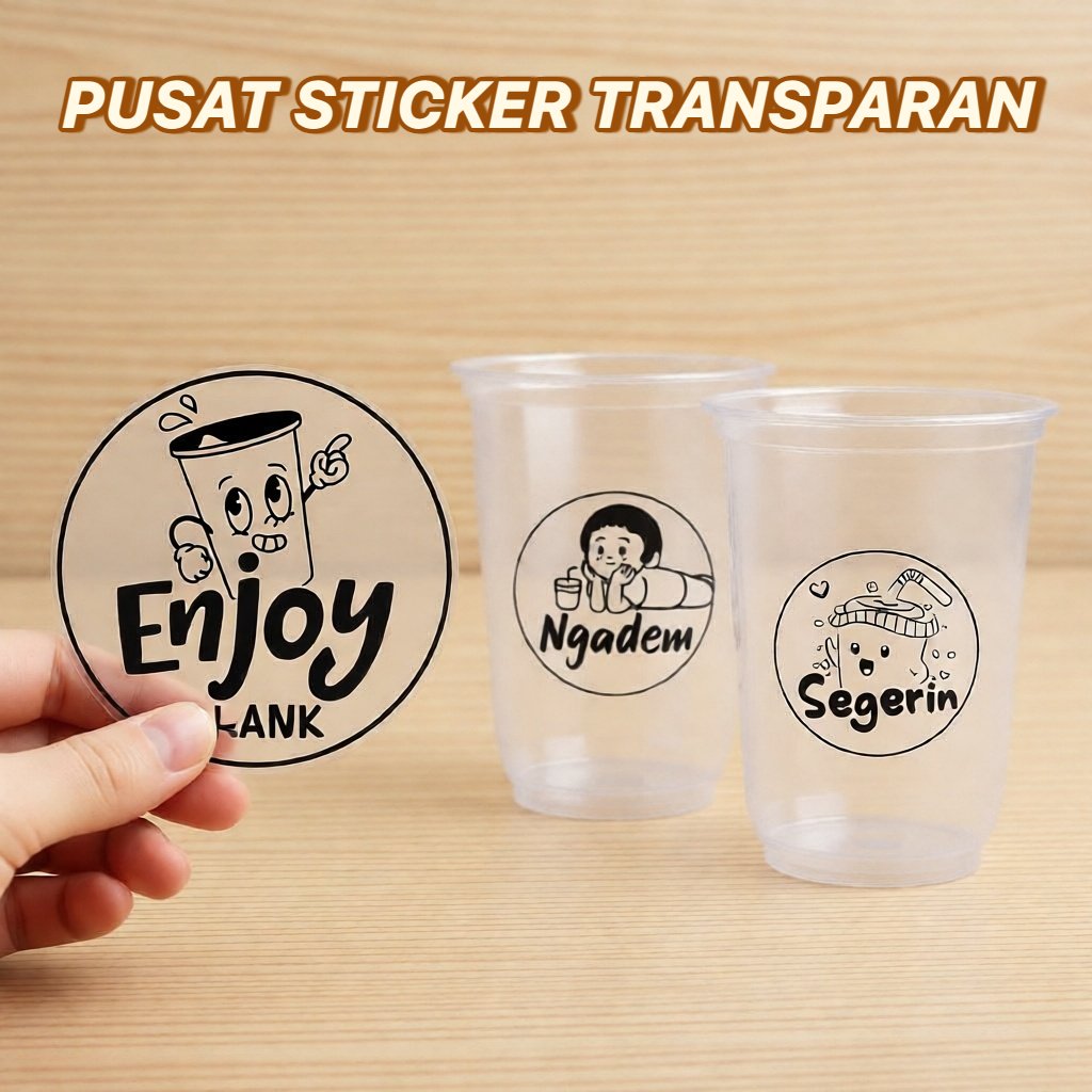 STIKER CUP MINUMAN TRANSPARAN | STIKER TRANSPARAN | STIKER CUP UNIVERSAL | STIKER TRANSPARAN CUP MIN