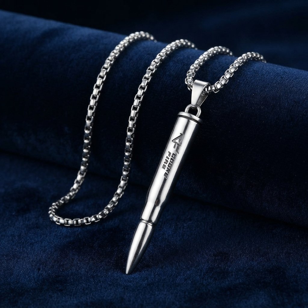 Kalung Titanium Liontin Peluru Pria / Kalung Titanium Pria BISA COD