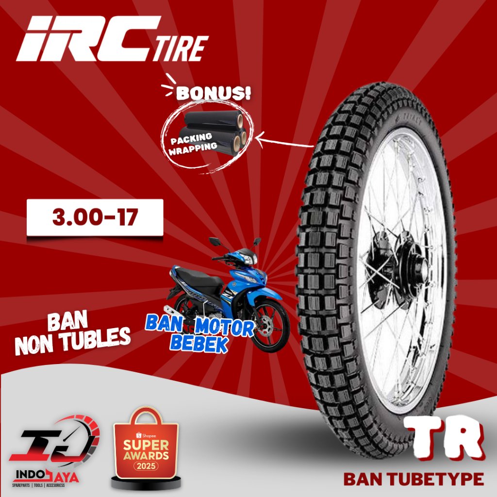 BAN IRC TUBETYPE NON TUBLES TR TT/ BAN LUAR IRC RING 17 ( 300/-17 ) ( 90/90-17 ) BAN MOTOR REVO / SU