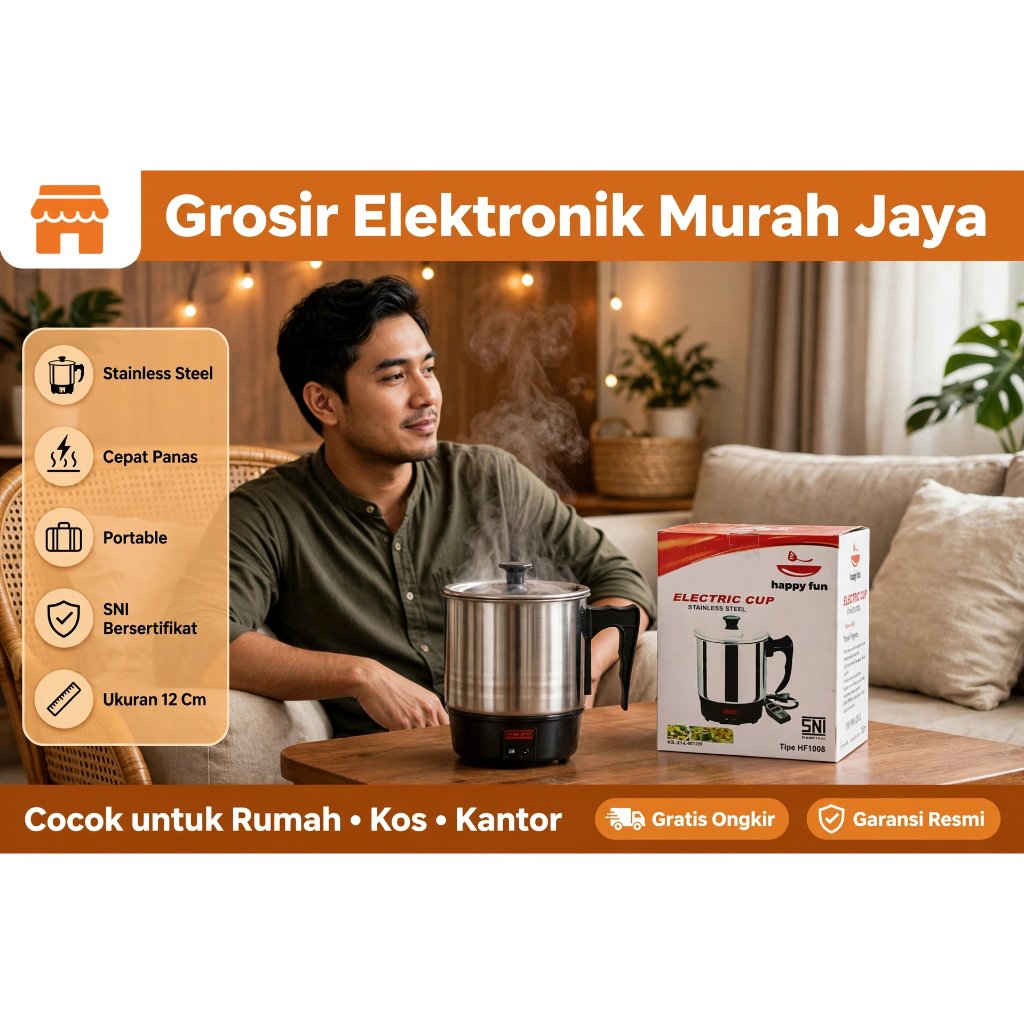 Mug Listrik Happy Fun ukuran 12cm - Gelas Listrik Portable