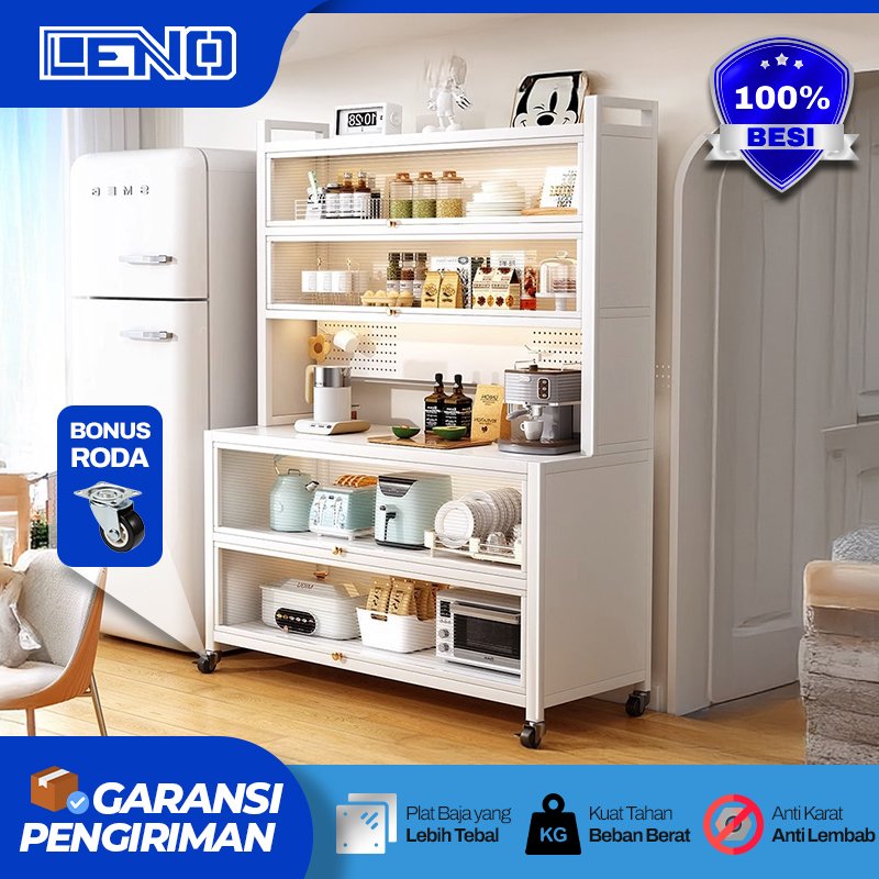 Rak Dapur Minimalis Aesthetic Lemari Piring Tertutup Rak Dapur Serbaguna Lemari Makanan Tertutup