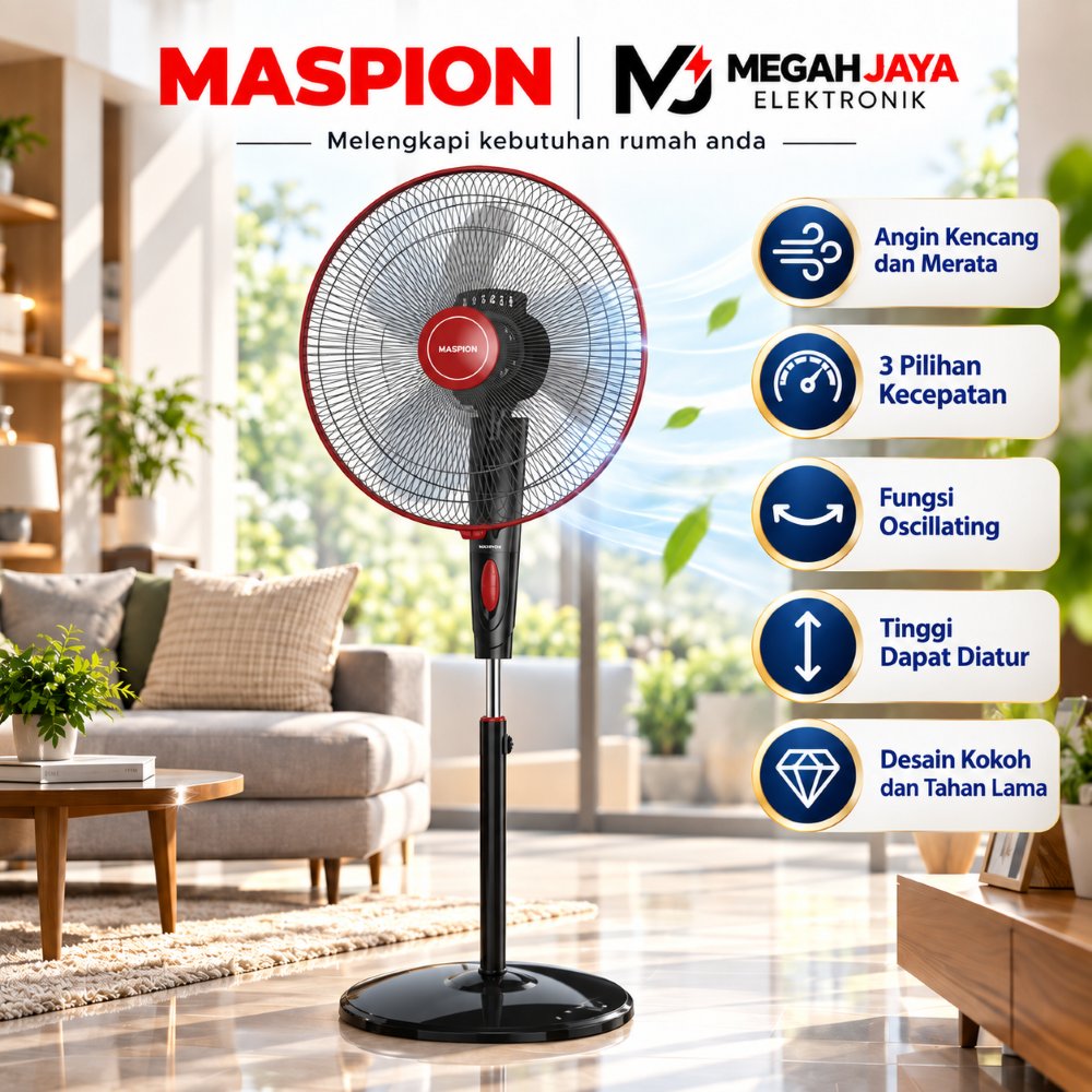 [Cod Ready] Maspion Stand Fan / Kipas Angin Ex174 S / Ex 174 S / Ex-174 S (16 Inch) Garansi Resmi