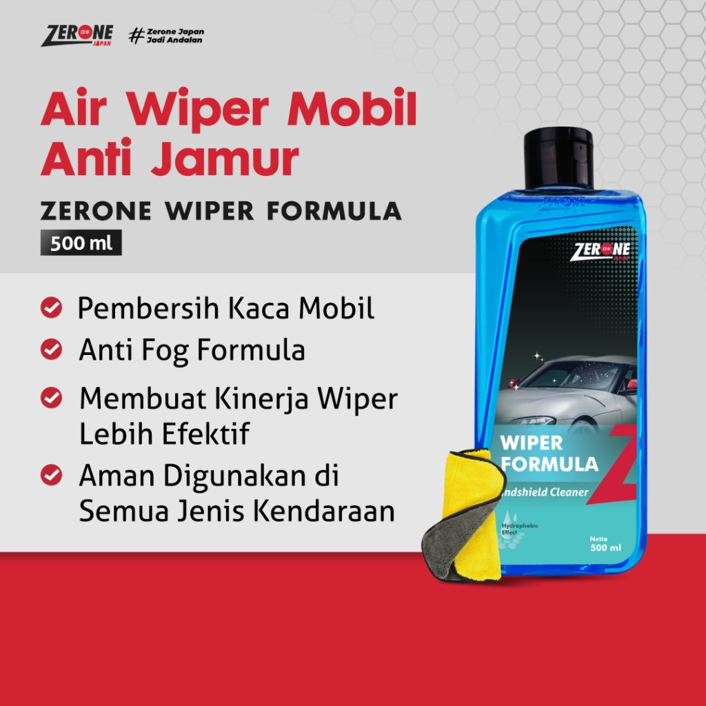 Zerone Japan Wiper Formula Air Wiper Mobil Anti Jamur Pembersih Kaca Mobil Depan Belakang 500ml