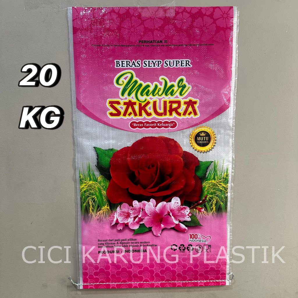 Karung Beras Laminasi Merk MAWAR SAKURA 20KG