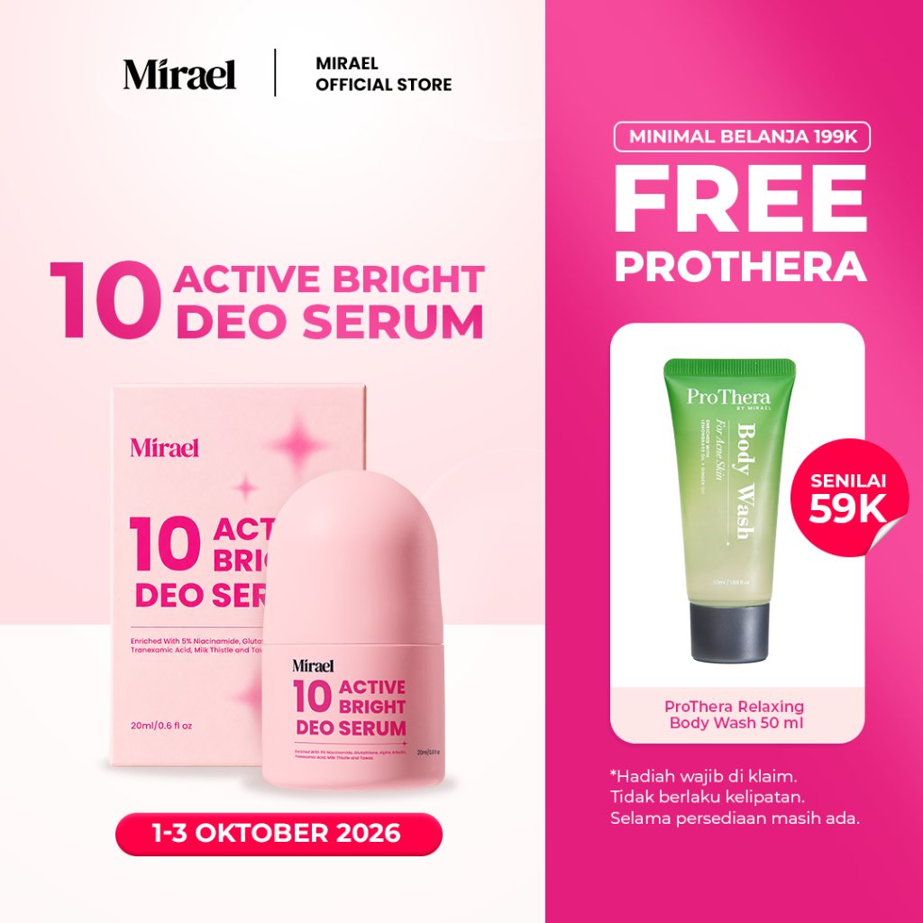 Mirael 10 Active Bright Deo Serum 20ml | Brightening Deodorant Niacinamide Glutathione Anti Bau Badan