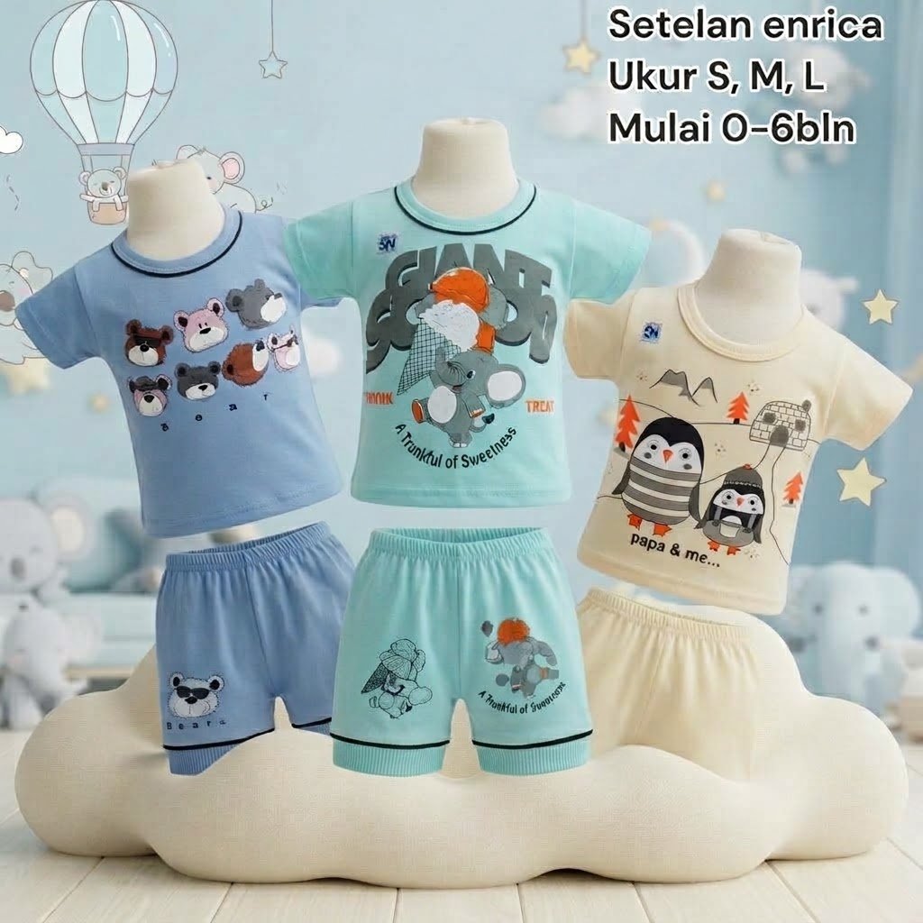 Baju Bayi Harian Setelan Pendek Enrica