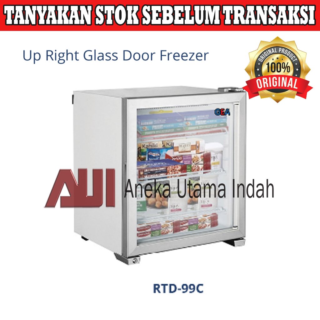 Gea RTD-99C Mini Upright Glass Door Freezer Premium Ice Cream Display - Freezer Berdiri Pintu Kaca /