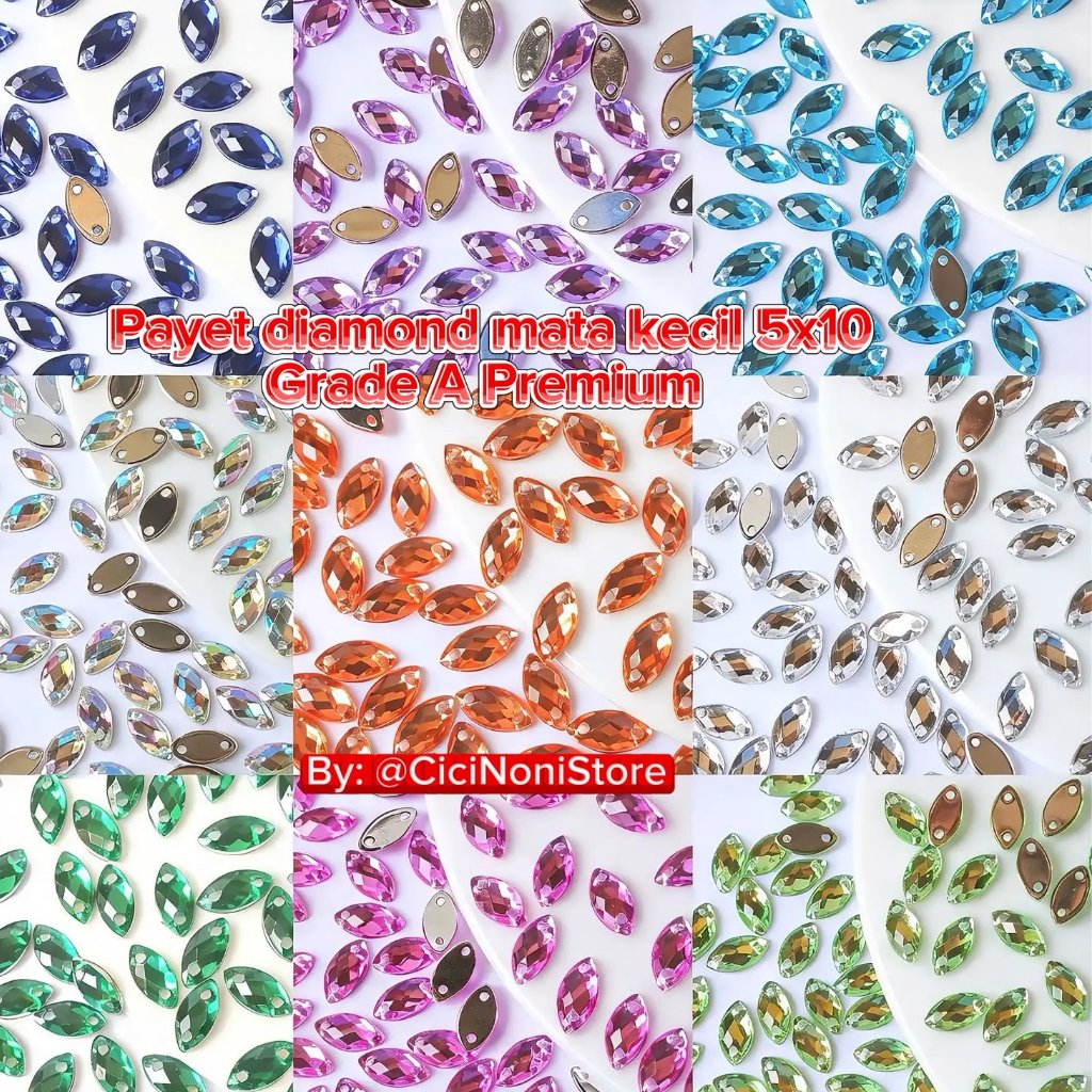 Payet Diamond Kristal Mata Sampan Akrilik Jahit Size Kecil Uk 5*10 Per 30 Pcs