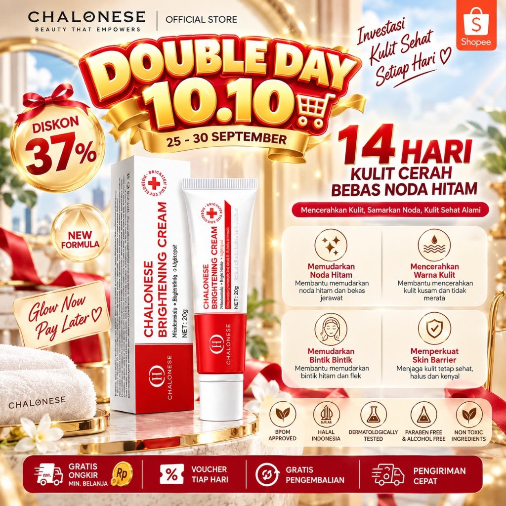 [CHALONESE] Promo Whitening And Whitening Cream Membantu Memudarkan Flex dan Bintik Hitam di Wajah dan Membuat Wajah Lebih Cerah