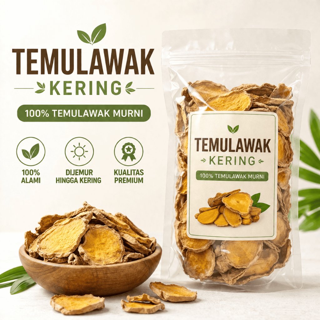 Temulawak Kering Premium 100 Gram | Temulawak Iris Kering Asli | Rajang Kering Jamu Herbal
