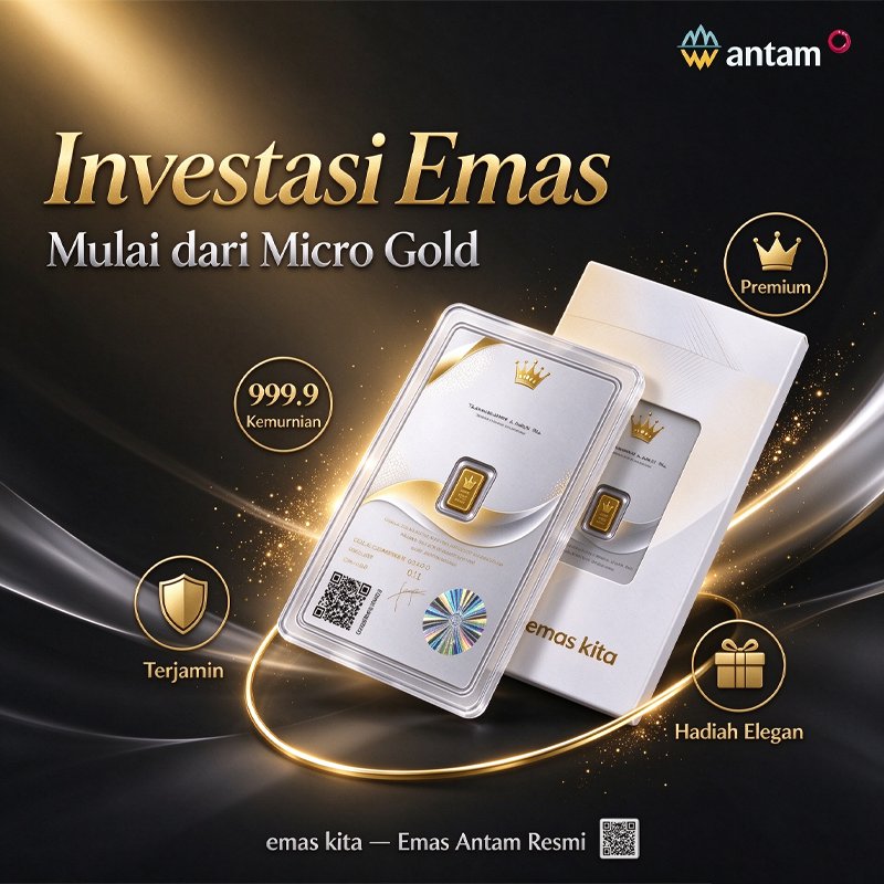 Emas ANTAM 0.1 0.25 Gram 24K Original Kemurnian 99.9% Bersertifikat Resmi Cocok untuk Koleksi dan In