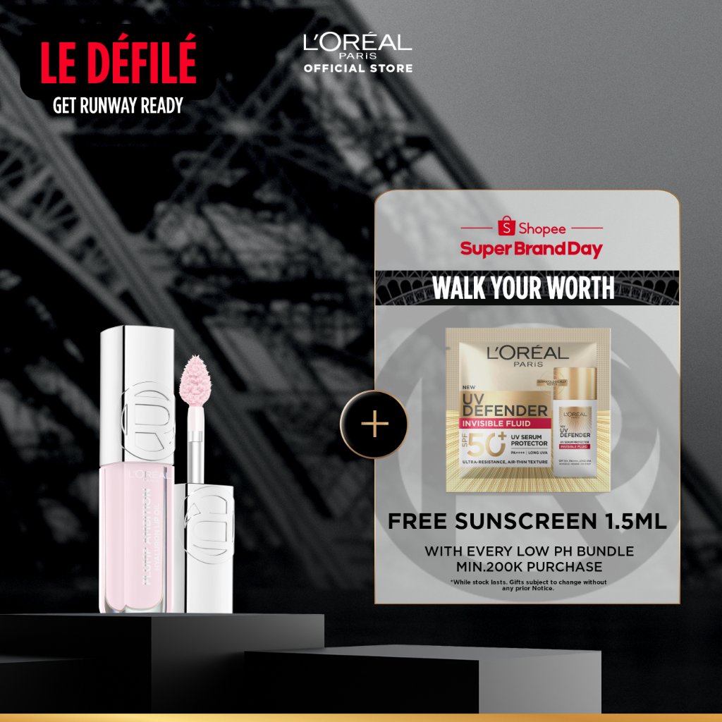 L'Oreal Paris Plump Ambition Lip Oil - Instant Plump Hyaluronic Acid & Tripeptide Tahan Hingga 24 Jam, Bibir Plumpy & Lembab, Tidak Lengket | Lip Gloss Lip Plump