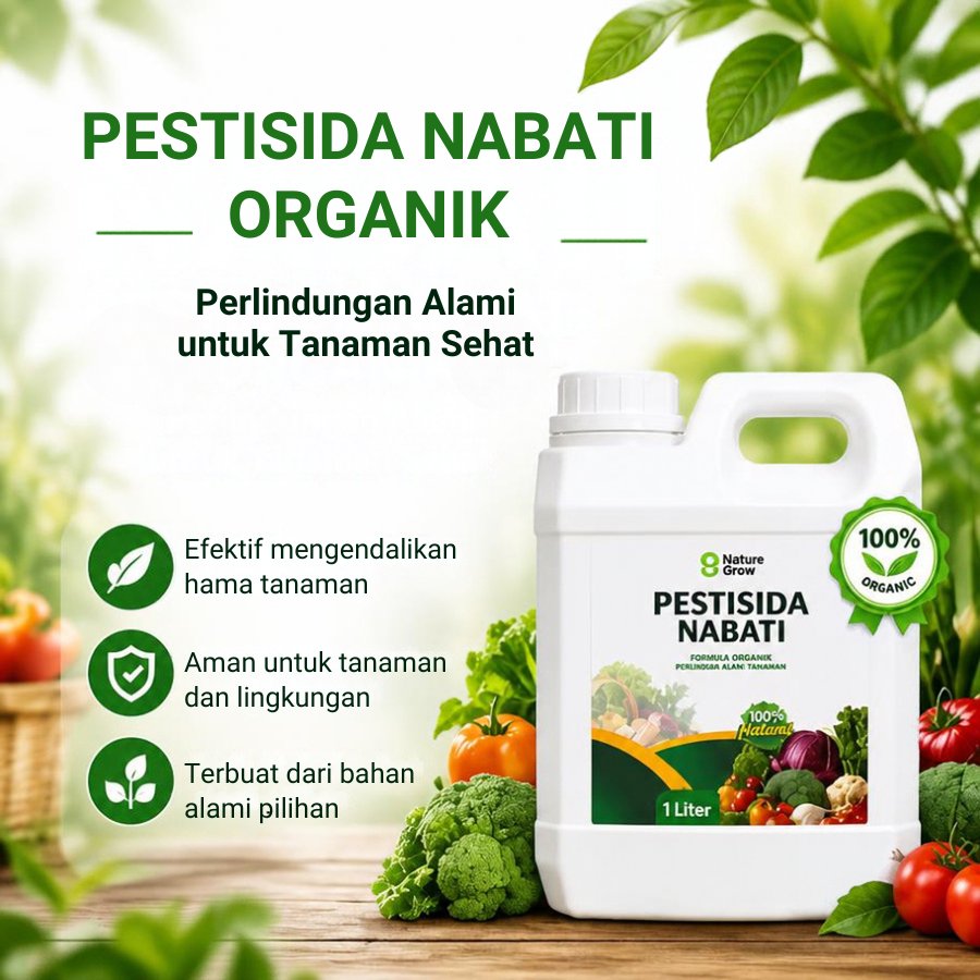 PESTISIDA NABATI ORGANIK 1L – Pestisida Alami Neem, Serai, Bawang Putih untuk Ulat, Kutu Daun & Thri