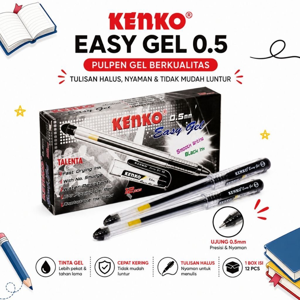 PULPEN KENKO EASY GEL 0.5/PULPEN TINTA KENKO EASY GEL O.5 MM
