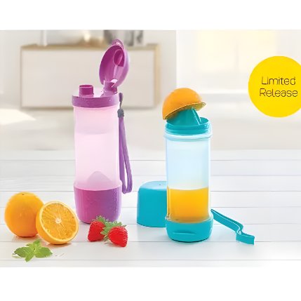 Tupperware Bottle Infused To Go 750ml Twister Pemeras Jeruk Lemon Warna Kuning Ungu Biru Peach