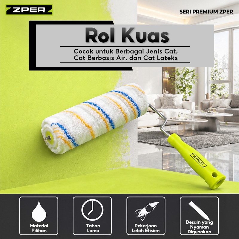 ZPER Kuas Roll Kapal 4 Inch 9 Inch Kuas Rol Cat Kapal Koas Rol Kapal Roller Cat Kapal Gagang Plastik