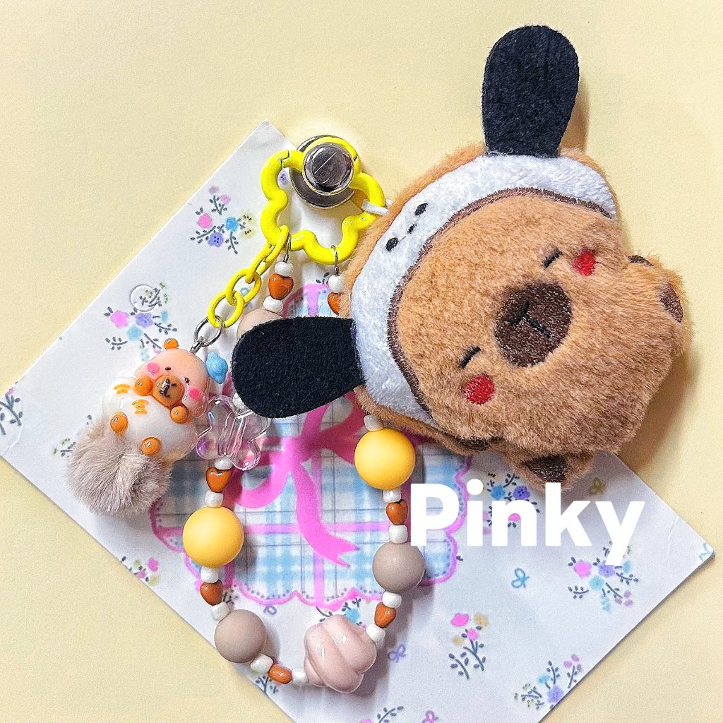 Pinky - Capybara  Tali & Gantungan Hp/Gantungan tas/Gantungan kunci/Strap hp Grosir/Manik-manik buat