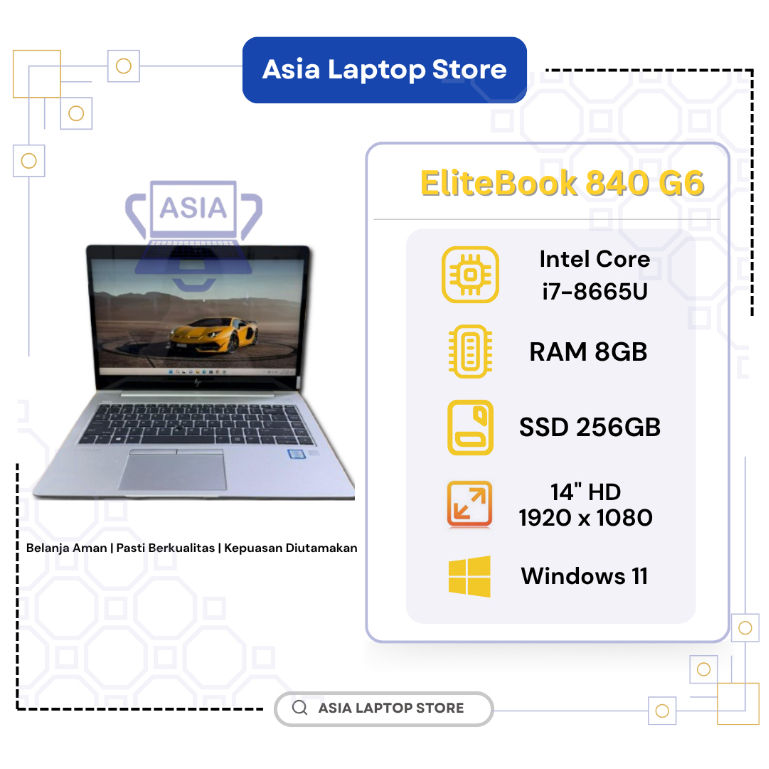 LAPTOP ELITEBOOK 840 G6 CORE I7 GEN 8 RAM 8GB SSD 256GB (Touchscreen)